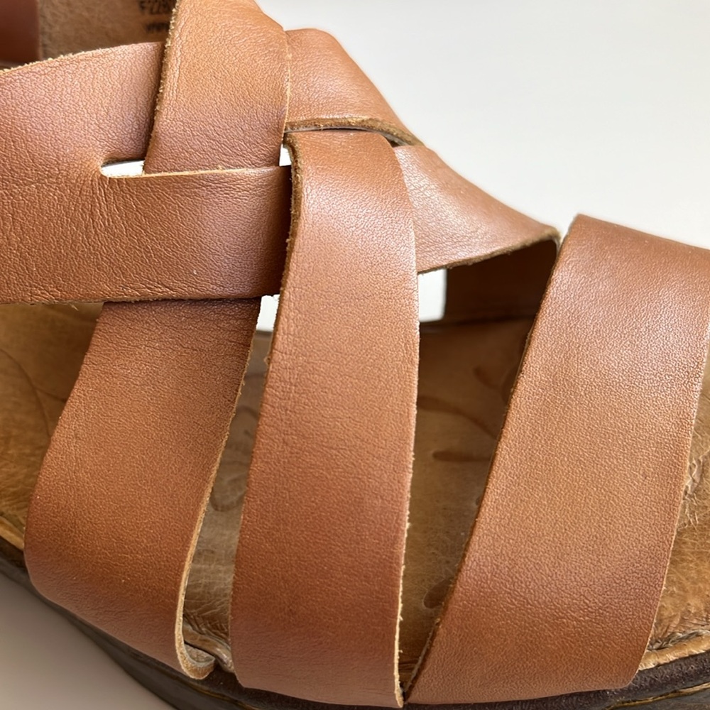 Born Tan Leather Wedge Sandals - Picture 5 of 10